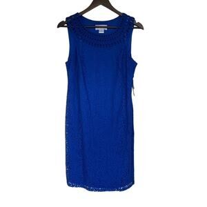 Jessica Howard Royal Blue Lace Overlay Sheath Cocktail Dress - Size 10 - NWT